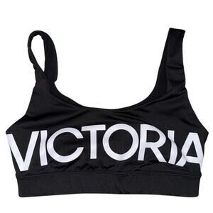 Victoria Secret Victoria Sport Spell out Wire Fee Bra size small Black White euc